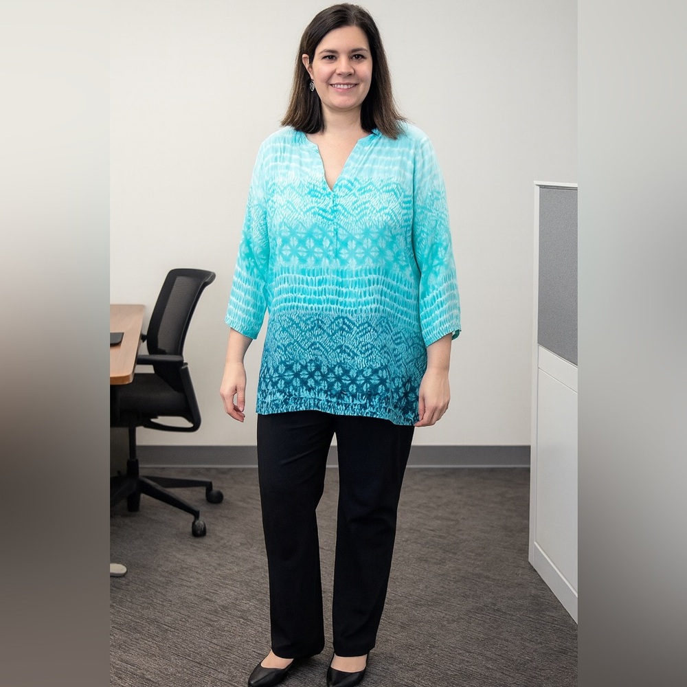 Chaus New York Teal Blue Blouse Size Medium (NWOT)